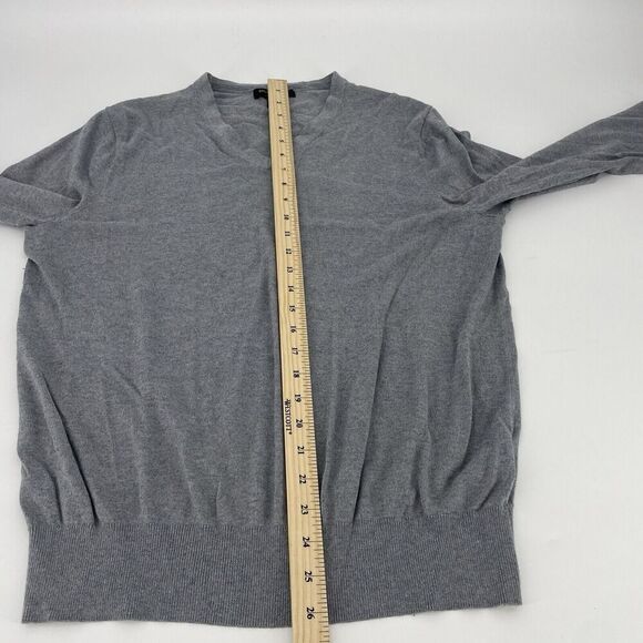 Banana Republic Sweater Men's Large Gray Silk Knit Long Sleeve V-Neck Cashmere - Picture 7 of 9
